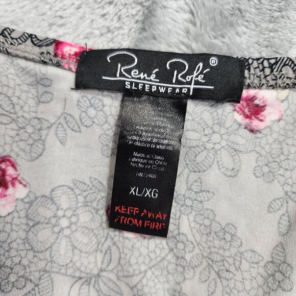 Rene Rofe Robe Womens XL Gray Pink Floral Lace Kimono Cami Top Lounge Casual 2pc - Picture 14 of 16